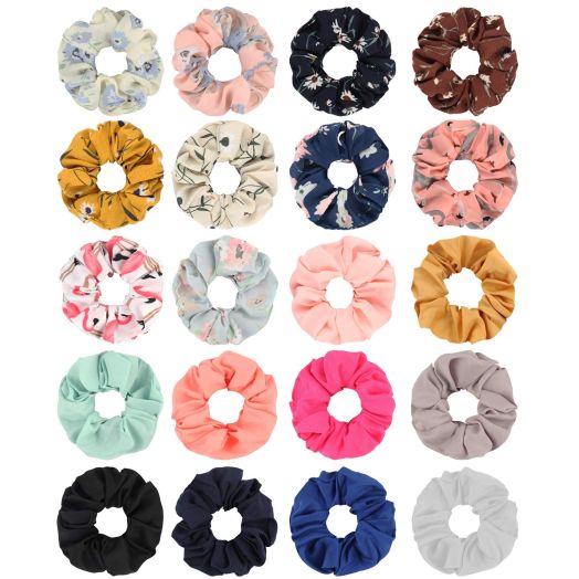 SUBANG 20 Pack Chiffon Flower Scrunchies Hair Elastics Scrunchies Hair Bands Ties for Women Girls