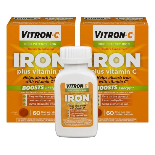 Vitron-C High Potency Iron Supplement with Vitamin C | 60 Count | Pack of 2