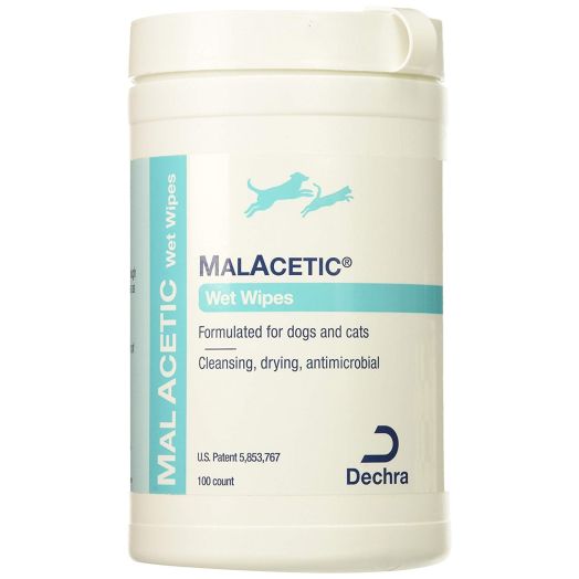 DermaPet MalAcetic Wet Wipes/Dry Bath, 100 Count