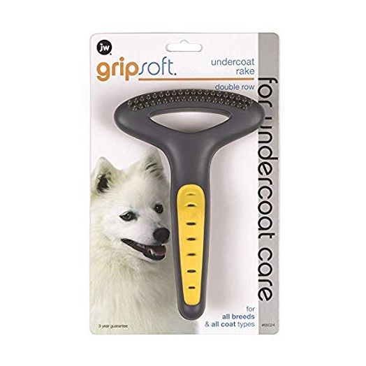 JW Pet Company GripSoft Double Row Undercoat Rake Dog Brush