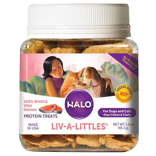 Halo Liv-A-Littles Grain Free Natural Dog Treats and Cat Treats, Freeze Dried Wild Salmon, 1.6-Ounce