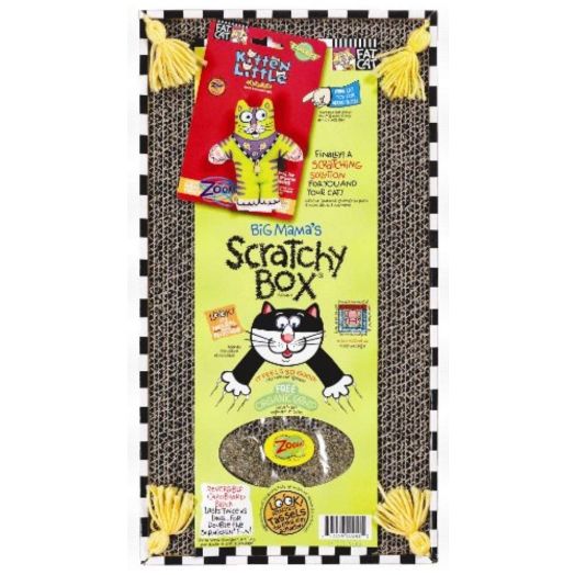 Petmate FATCAT Big Mama's Scratchy Box Cardboard Cat Scratcher Catnip and Toy Included