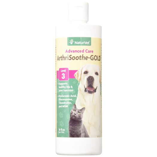 NaturVet ArthriSoothe-GOLD for Dogs Joint Supplement, Level 3 Advanced Joint Support for Dogs and Cats, Liquid, Made in the USA