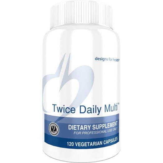 Designs for Health Twice Daily Multi - Iron-Free Multivitamin with Active Folate + Chelated Minerals (120 Capsules)