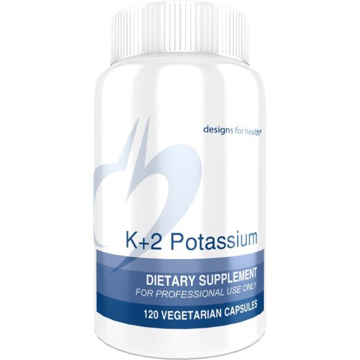 Designs for Health - K+2 Potassium - Potassium Glycinate + Bicarbonate, 120 Capsules