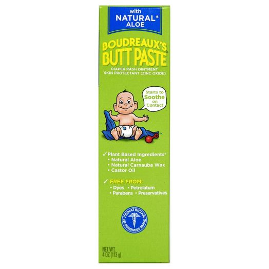 Boudreaux's Butt Paste Diaper Rash Ointment | With Natural Aloe | 4 Oz