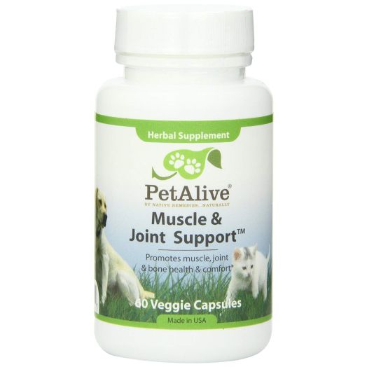 PetAlive Muscle and Joint Support for Pet Arthritis, Rheumatic Conditions and Hip Dysplasia (60 Caps)