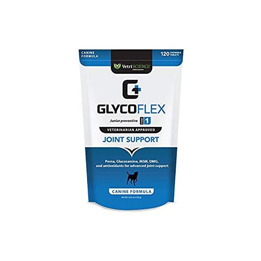 VetriScience Laboratories GlycoFlex 1, Hip and Joint Supplement for Dogs, 120 Bite Sized Chews