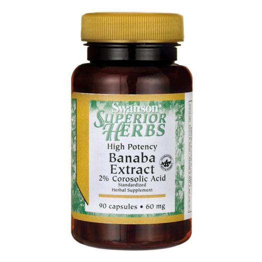 Swanson High Potency Banaba Extract 2% Corosolic Acid 60 Milligrams 90 Capsules  (Packaging May Vary)