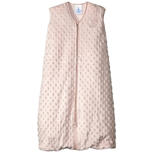 HALO SleepSack Plush Dot Velboa Wearable Blanket, Pink, Medium