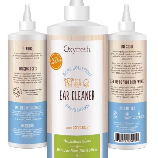 Advanced Pet Ear Cleaner with Oxygene by Oxyfresh, 8 oz. - Gentle and Safe - No Rinsing Required - Non-Irritating - Fresh Clean Ears - Made in the USA