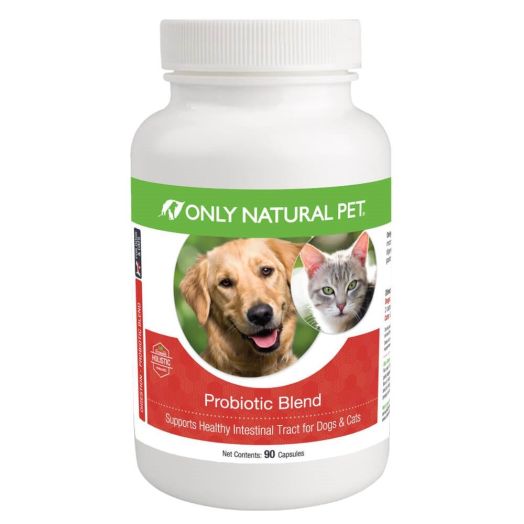 Only Natural Pet Probiotic Dog and Cat Supplement - Digestive Intestinal Tract Health Enzyme Formula - 90 Capsules