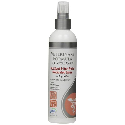 Veterinary Formula Clinical Care Hot Spot and Itch Relief Spray for Dogs and Cats  Medicated Topical Treatment for Skin Irritations and Hot Spots - Fast Acting, Heals and Soothes (8oz)