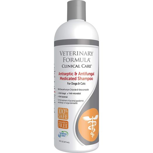 Veterinary Formula Clinical Care Antiseptic and Antifungal Shampoo for Dogs and Cats, 16 oz  Medicated Shampoo to Relieve, Heal and Soothe Fungal and Bacterial Skin Infections