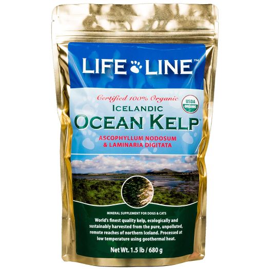 Life Line Pet Nutrition Organic Ocean Kelp Supplement for Skin and Coat, Digestion, Teeth and Gums in Dogs and Cats, 8-Ounce
