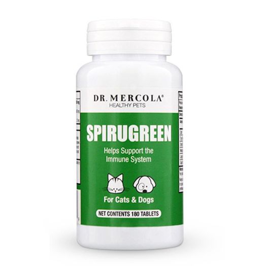 Dr. Mercola SpiruGreen for Cats and Dogs - 180 Tablets - Organic Spirulina and microalgae Astaxanthin Pet Supplement for Good Health, Flexibility and Healthy Coat, Skin and Color