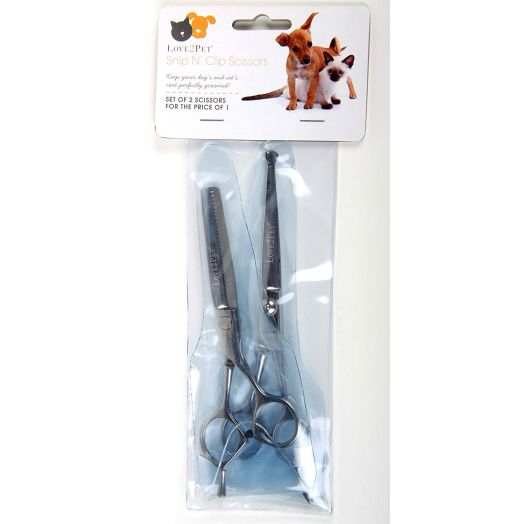 LOVE2PET Snip N' Clip Scissors for Pets, Set of 2