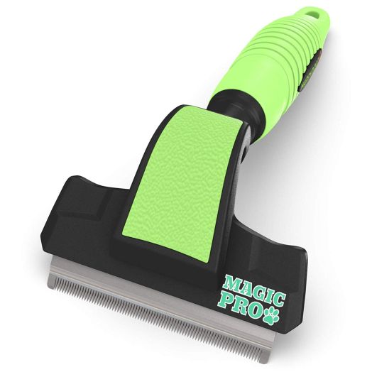 HappyDogz Magic Pro Pet Deshedding Grooming Brush Professional Pet Friendly Removable Shedding Blades That Significantly Reduce Dog and Cat Shedding in Minutes - Safe for Long and Short Coats