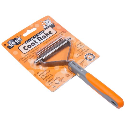 GoGo Pet Products 27-Blade Super Deshedder Coat Rake Pet Grooming Tool, Medium