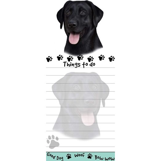 "Black Labrador Magnetic List Pads" Uniquely Shaped Sticky Notepad Measures 8.5 by 3.5 Inches