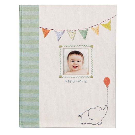 C.R. Gibson Elephant 'Hello World' First Five Years Memory Baby Book, 64pgs, 10'' W x 11.75'' H