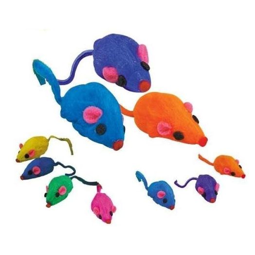 Zanies 20 x Cat Toy Rainbow Fur Mice That Rattle by