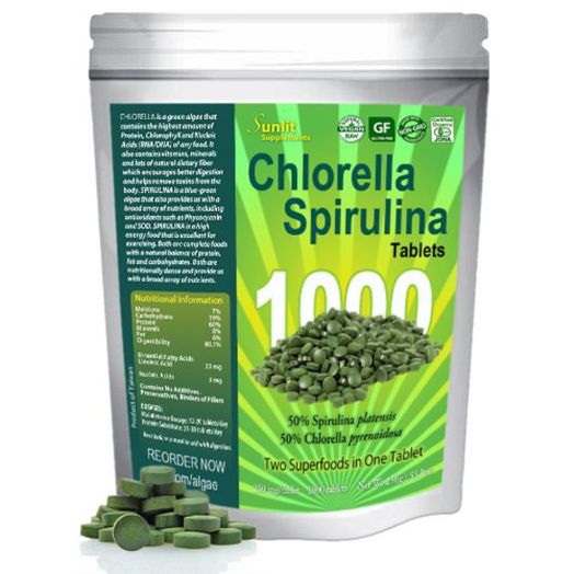 Sunlit Chlorella Spirulina Tablets (1000-Pack)