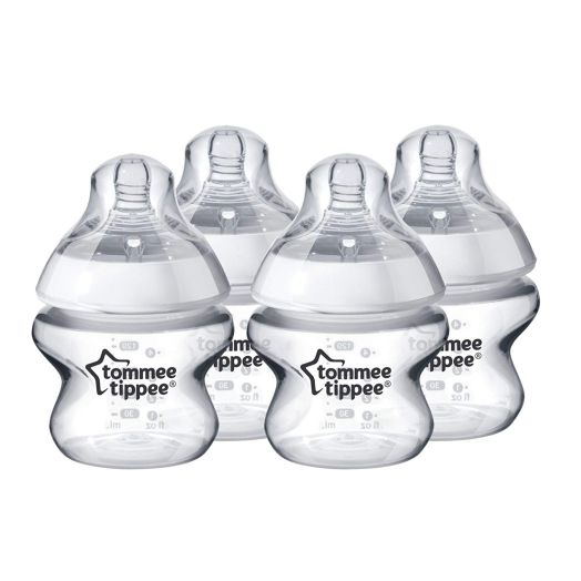 Tommee Tippee Closer to Nature Baby Bottle, Anti-Colic Valve, Breast-like Nipple for Natural Latch, BPA-Free - Slow Flow, 5 Ounce, 4 Count