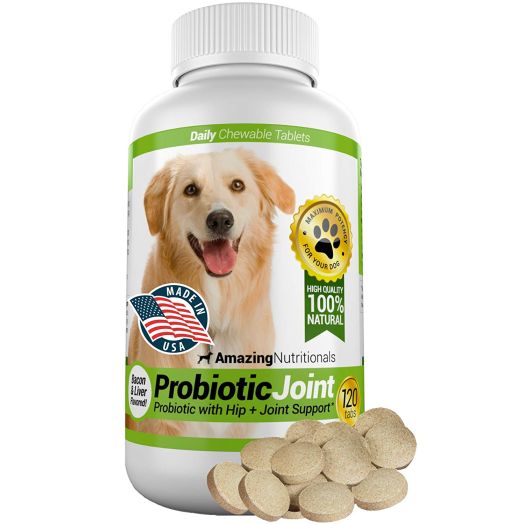 Amazing Probiotics for Dogs Eliminates Diarrhea and Gas, Hip Joint Pain Relief, 120 Chews