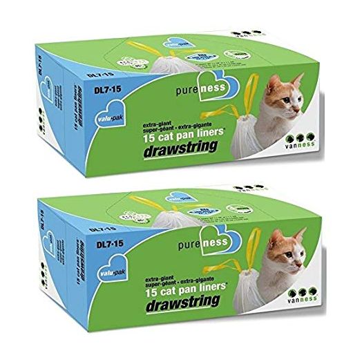Pure-Ness Drawstring Cat Pan Liners,Pack of 2 (15-Count X 2)