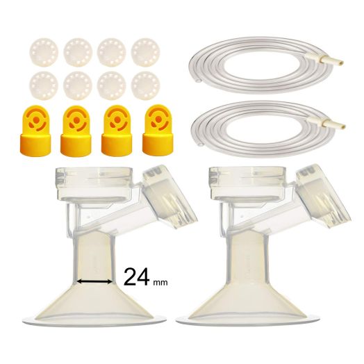 Pump Tubing and Breast Pump Kit by Maymom for Medela Pump in Style Advanced Breastpump. Inc. Replacement Pump Parts, Tubing, Valves, Membranes, and Breastshields (24 mm, Standard)
