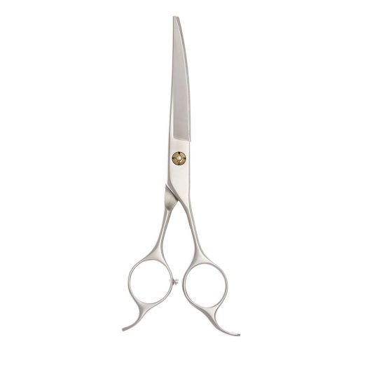ShearsDirect Japanese 440C Curved Professional Shear with Double Finger Rest and Brushed Metal/Matte Finsh, 6.5-Inch