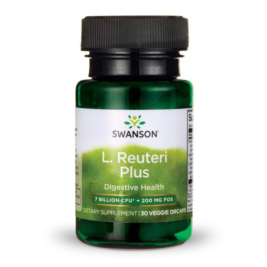 Swanson L. Reuteri Probiotic Plus with L. Rhamnosus L. Acidophilus and FOS Prebiotic Digestive Support 7 Billion CFU 30 Veggie Capsules