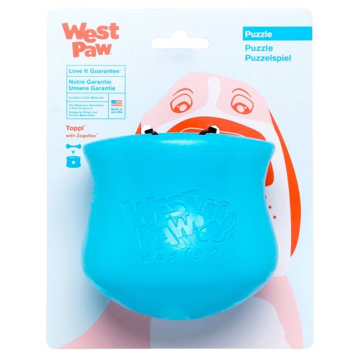 West Paw Zogoflex Toppl Interactive Treat Dispensing Dog Puzzle Play Toy, 100% Guaranteed Tough, It Floats!, Made in USA,for Medium Chewers