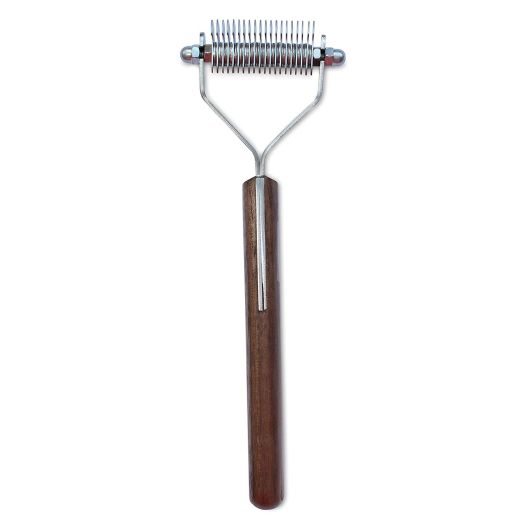 Mars Coat King Dematting Undercoat Grooming Rake Stripper Tool for Dogs and Cats, Stainless Steel with Wooden Handle, Made in Germany