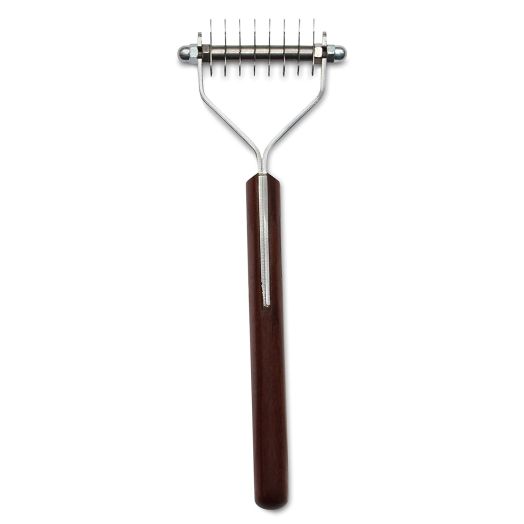 Mars Coat King Dematting Undercoat Grooming Rake Stripper Tool for Dogs and Cats, Stainless Steel with Wooden Handle, Made in Germany