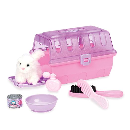 Play Circle by Battat  Cat Grooming Kit  7-piece Kids Pretend Play Cat Carrier and Grooming Set with Accessories  Toy Pet Care Set For Kids Age 2 Years and Up