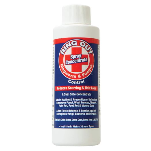 Ring Out - Ringworm and Fungus Control. Treatment and Prevention for Cats, Dogs, Sheep, Goats, Cattle, Horses, All Pets and Livestock. Concentrate Makes 32oz of Skin Safe Topical Spray For Killing Contagious Fungus, Bacteria and Viruses - Made in USA (4oz