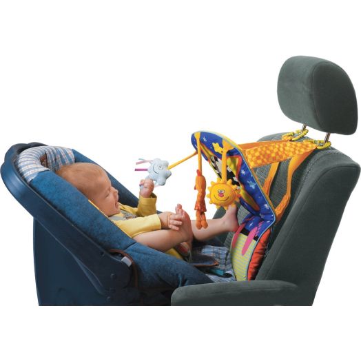 Taf Toys Toe Time Infant Car Seat Toy | Kick and Play Activity Center with Music, Lights, Mirror, and Jingling Toys | Fun Travel Baby Toy for Rear Car Seat | Easier Drive with Newborns, Babies