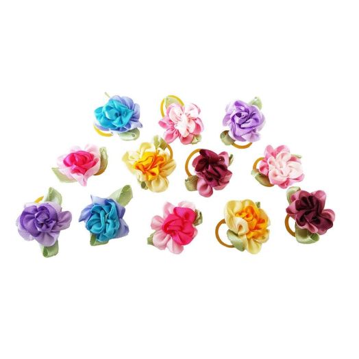 PET SHOW Flowers Pet Dog Hair Bows W/Rubber Bands Cat Puppy Grooming Accessories Assorted Color