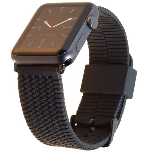 Carterjett Compatible Apple Watch Band 42mm Black Sport Silicone Tire Tread Replacement iWatch Band Waterproof Strap Classic Buckle Adapters Compatible Apple Watch Series 1 2 3 Nike 42 S/M Black