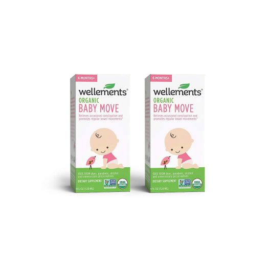 Wellements Baby Move for Constipation, 4 Fl Oz, 2 Count, Free From Dyes, Parabens, Alcohol, and Preservatives