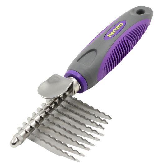 Hertzko Dematting Comb Long Blades with Safety Edges  Great for Cutting and Removing Dead, Matted or Knotted Hair