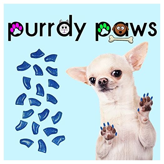 40-Pack Soft Nail Caps For Dogs Claws BLUE GLITTER Purrdy Paws