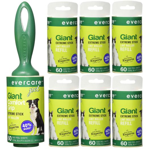 Evercare Pet Bundle Giant Pet Roller REFILLS - 6 Pack, Dark Green