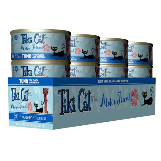 Tiki Cat Aloha Friends Canned Cat Food  Nutrient Rich Cat Food - 3 oz. (12 Pack) - Tuna, Tilapia and Pumpkin