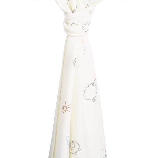 Woolino Swaddle Blanket, Merino Wool Baby Blanket, 0-3 Months, Sheep