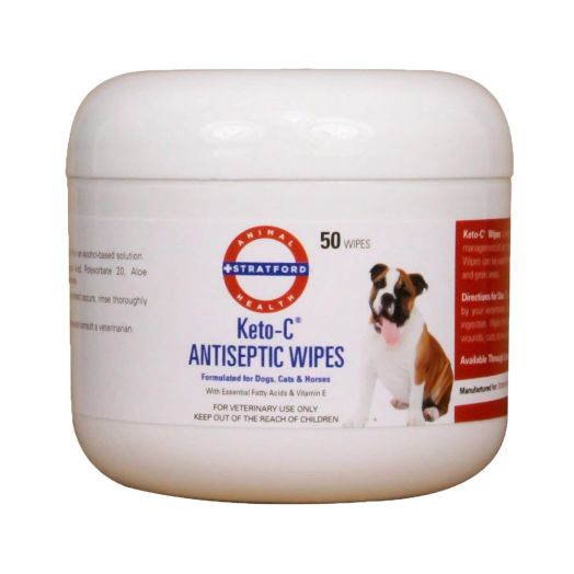 Stratford Pharmaceuticals Keto-C (Ketoconazole Chlorhexidine) Antiseptic Wipes for Dogs, Cats, and Horses Cucumber Melon 50 Wipes