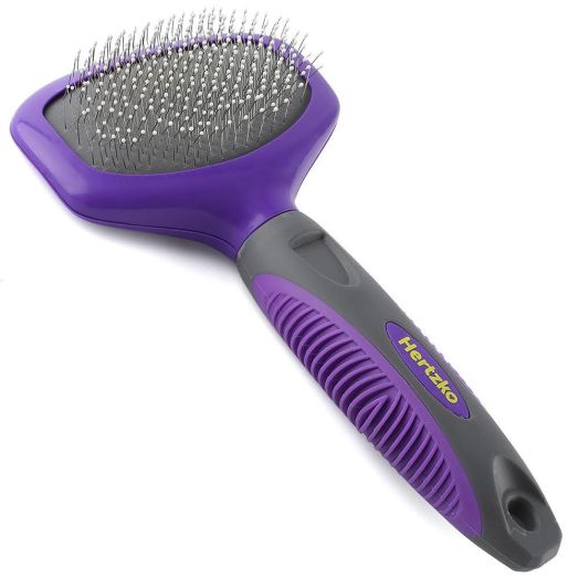 Hertzko Pin Brush for Dogs and Cats with Long or Short Hair  Great for Detangling and Removing Loose Undercoat or Shed Fur  Ideal for Everyday Brushing