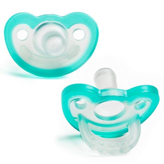 RaZbaby JollyPop Baby Pacifier PLUS, 3m+, TEAL, Double pack